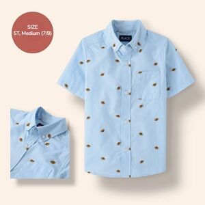 The Children’s Place Boys Light Blue Football Print Button-Down Shirt